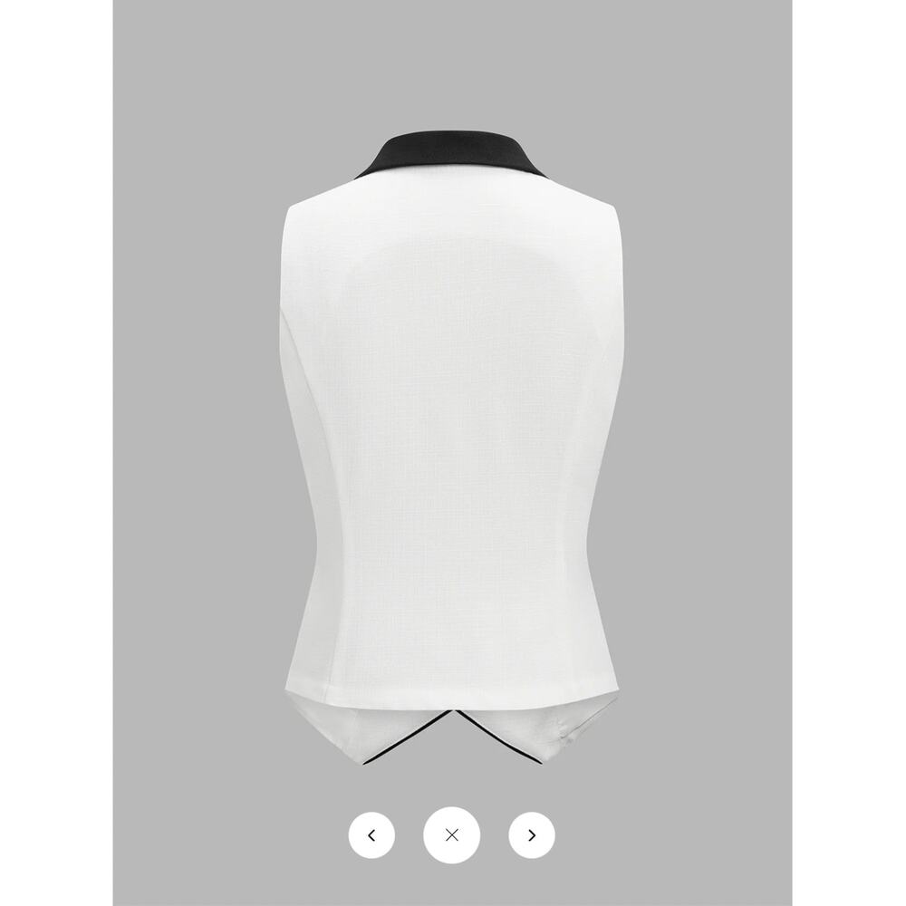 NWT Commense Cotton Linen Contrast Collar Vest & Shorts Set Sz L - Picture 4 of 8